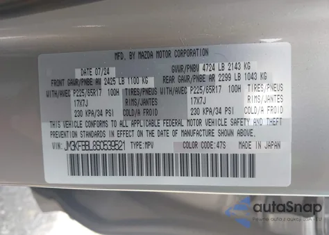 2025 Mazda Cx-5 2.5 S Select from USA, damaged, VIN JM3KFBBL8S0539521